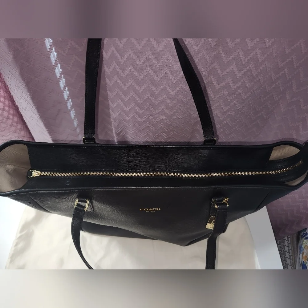 Coach Black Saffiano Leather Tote Bag
